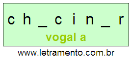 Letramento Palavra Chacinar Com a Vogal A