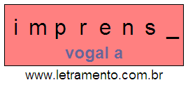 Letramento Palavra Imprensa Com a Vogal A