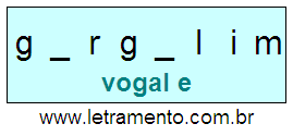 Letramento Palavra Gergelim Com a Vogal A