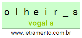 Letramento Palavra Olheiras Com a Vogal A