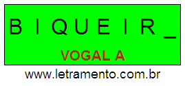 Palavra Biqueira Escrita em Caixa Alta Para Letramento