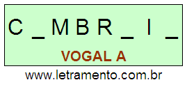 Palavra Cambraia Escrita em Caixa Alta Para Letramento
